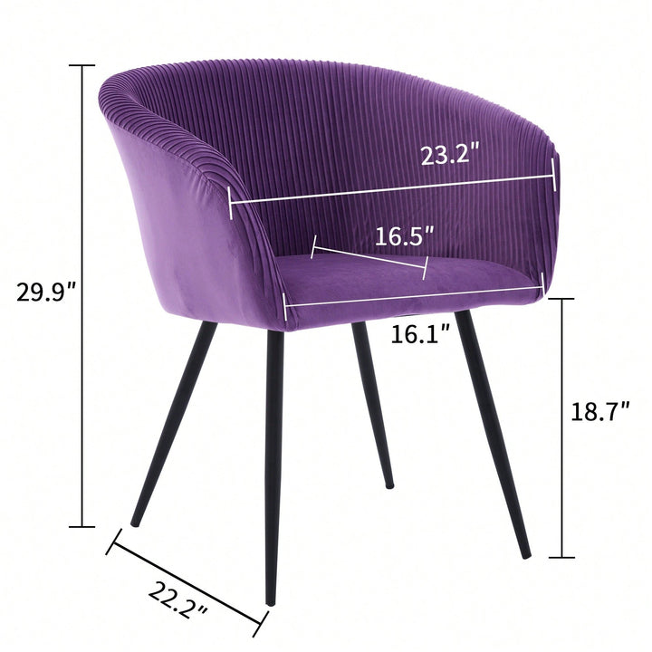 Elegant Purple Velvet Dining Chair With Armrests - Modern Cushioned Bucket Style, Ideal For Kitchen Or Dressing Table, Image 6