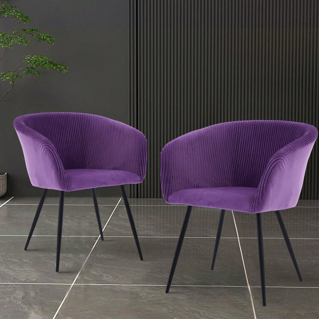 Elegant Purple Velvet Dining Chair With Armrests - Modern Cushioned Bucket Style, Ideal For Kitchen Or Dressing Table, Image 8