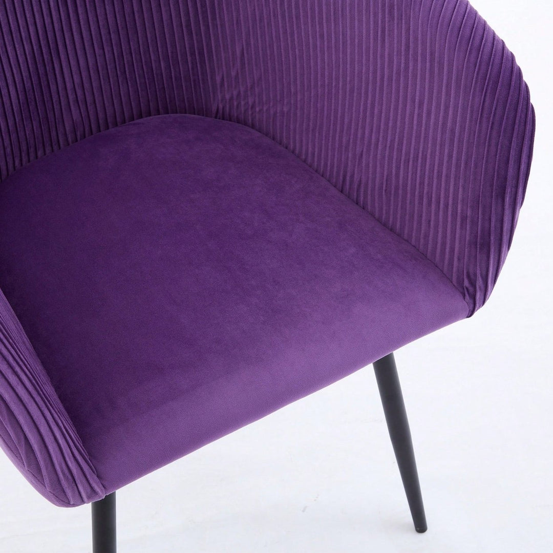 Elegant Purple Velvet Dining Chair With Armrests - Modern Cushioned Bucket Style, Ideal For Kitchen Or Dressing Table, Image 10