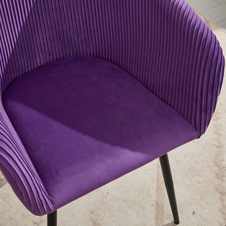 Elegant Purple Velvet Dining Chair With Armrests - Modern Cushioned Bucket Style, Ideal For Kitchen Or Dressing Table, Image 11