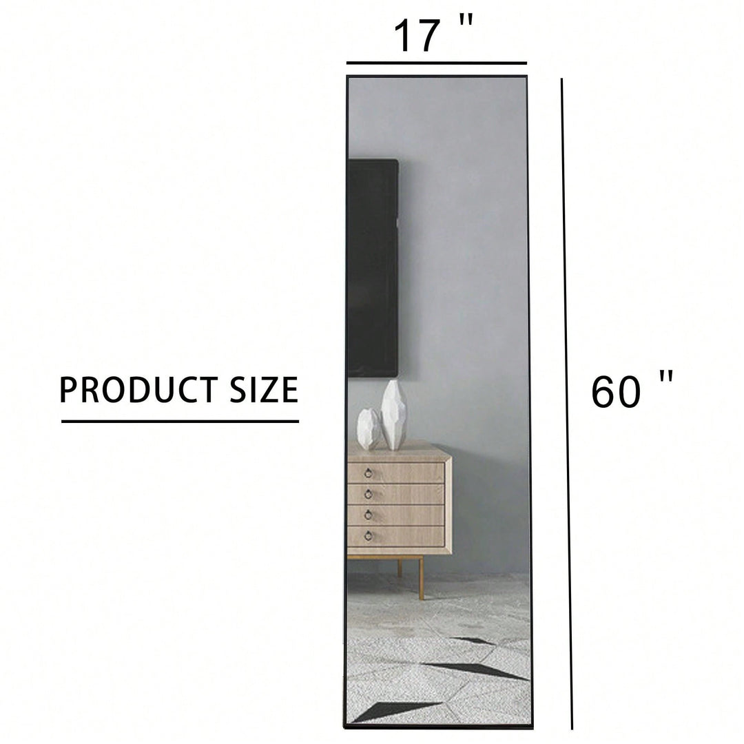 Elegant Solid Wood Full-Length Mirror for Bedroom and Dressing Room - Versatile Floor Standing or Wall Mounted Design Image 5