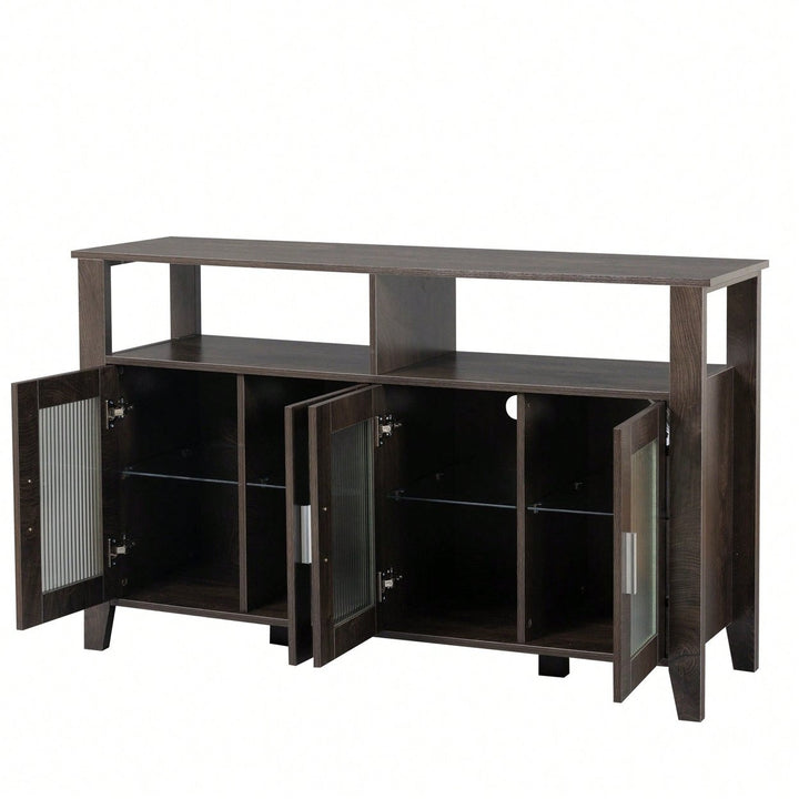 Elegant Storage Cabinet with Bluetooth LED Lighting and Changhong Glass Doors for Dining Room and Living Room Image 3