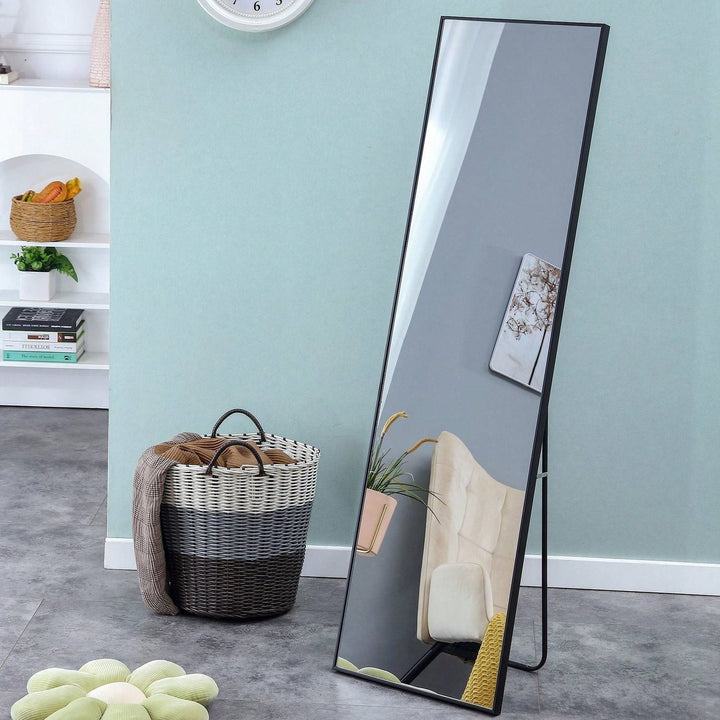 Elegant Solid Wood Full-Length Mirror for Bedroom and Dressing Room - Versatile Floor Standing or Wall Mounted Design Image 7