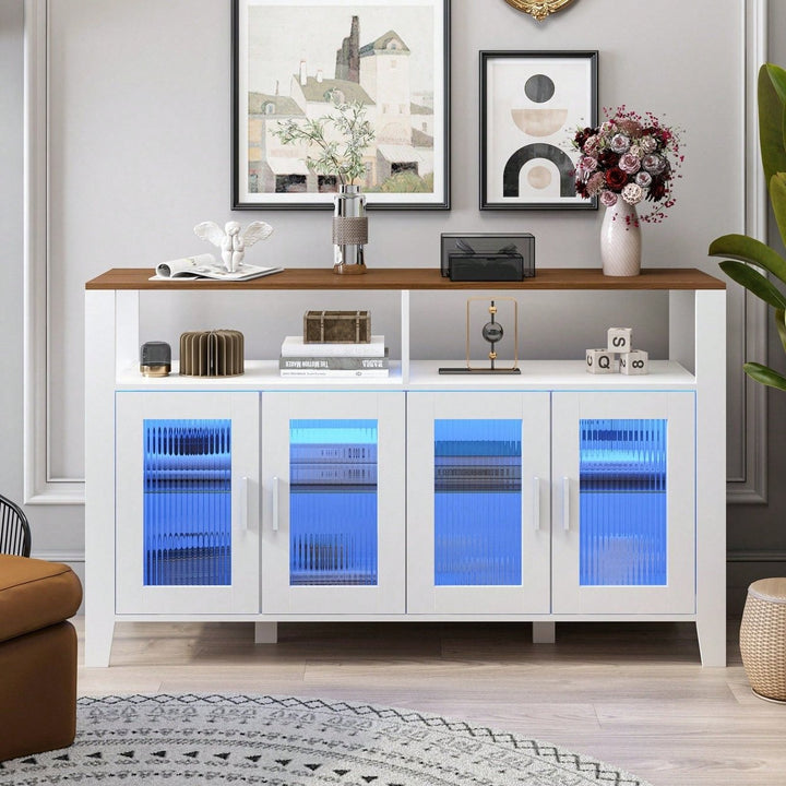 Elegant Storage Cabinet with Bluetooth LED Lighting and Changhong Glass Doors for Dining Room and Living Room Image 12