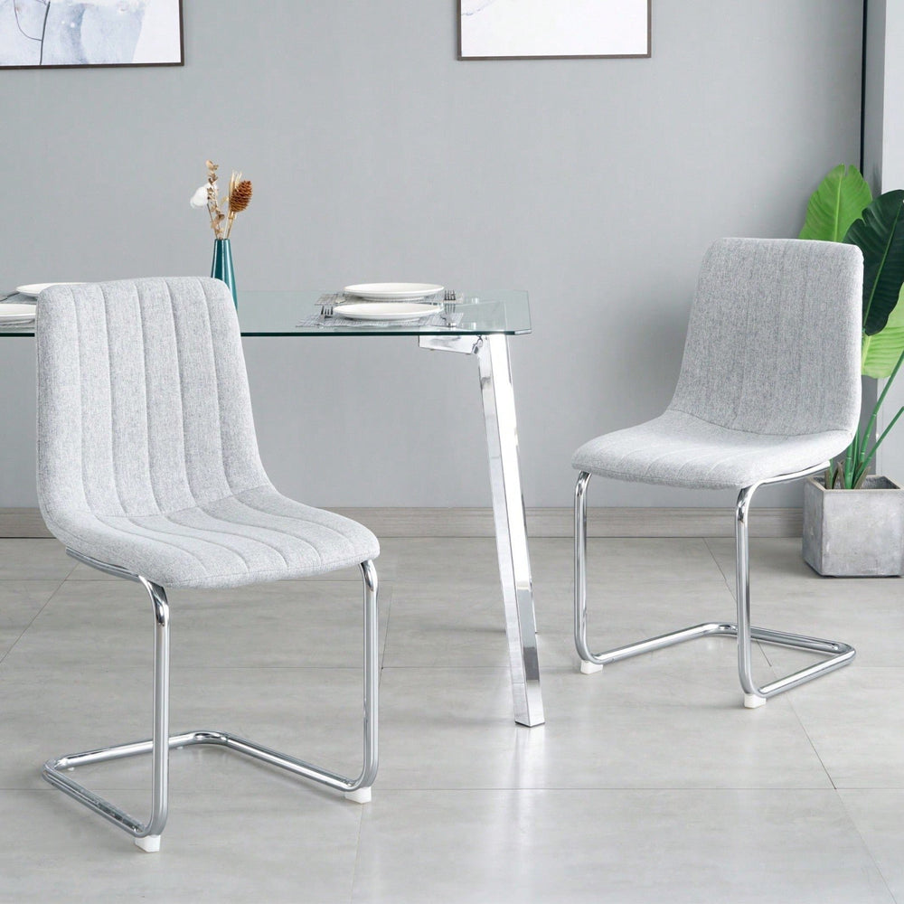 Elegant Upholstered Dining Chair Set of 2 with Metal Legs - Modern Light Luxury Design for Home and Office Image 2