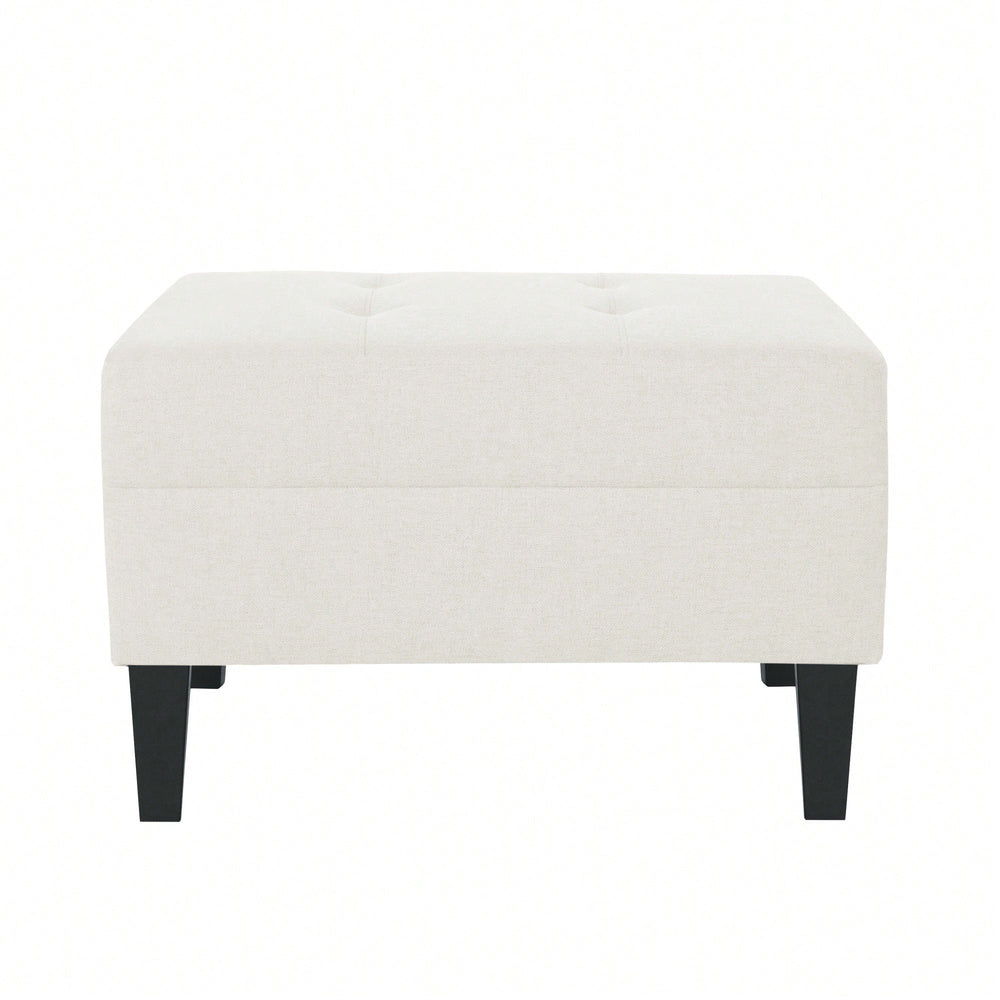 Elegant Upholstered Ottoman For Living Room, Bedroom, Or Entryway - Versatile Storage And Stylish Seating Solution Image 2