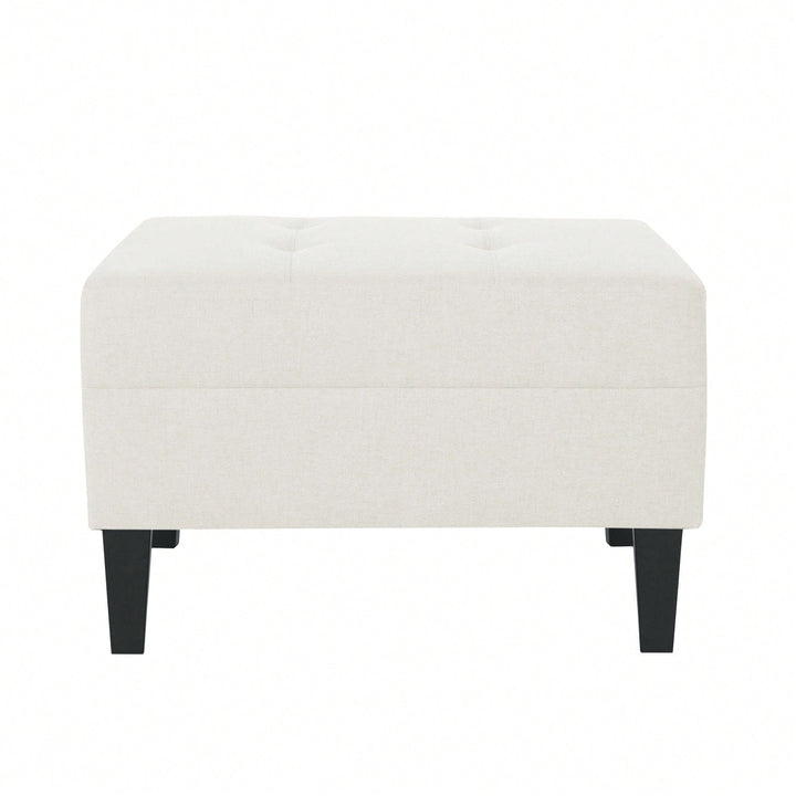 Elegant Upholstered Ottoman For Living Room, Bedroom, Or Entryway - Versatile Storage And Stylish Seating Solution Image 2