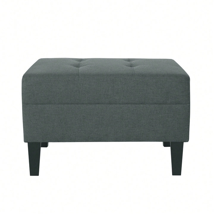 Elegant Upholstered Ottoman For Living Room, Bedroom, Or Entryway - Versatile Storage And Stylish Seating Solution Image 3