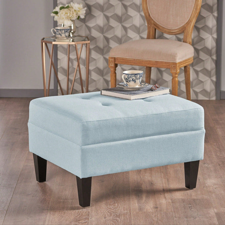 Elegant Upholstered Ottoman For Living Room, Bedroom, Or Entryway - Versatile Storage And Stylish Seating Solution Image 9