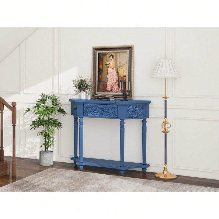 Elegant Carved Side Table with Drawer and Shelf for Living Room and Bedroom Anti-Tipping Storage Solution Image 11