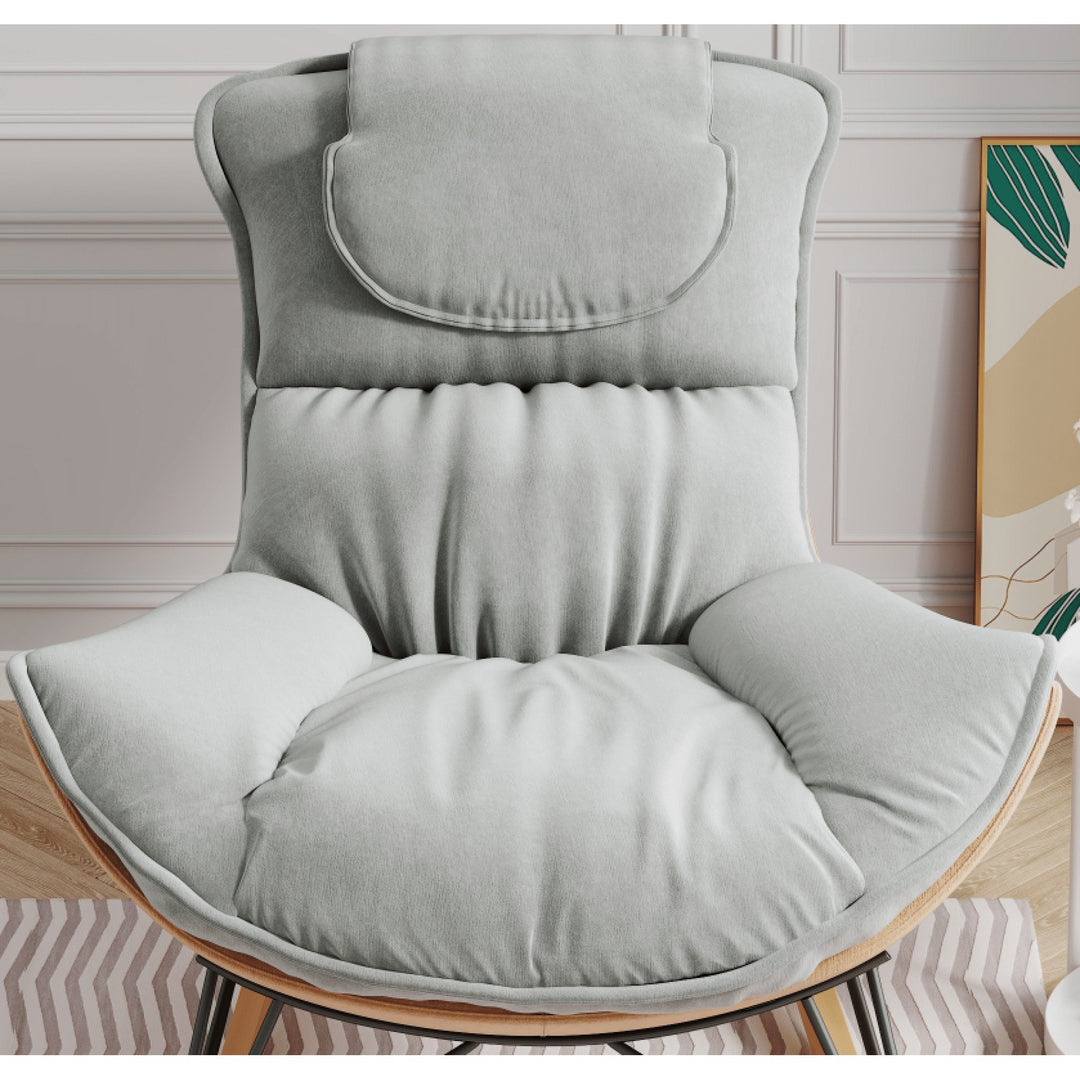 Elegant Light Green Rocking Chair For Balcony  Comfortable, Breathable, And Washable Seat Cushion For Leisure Spaces Image 9