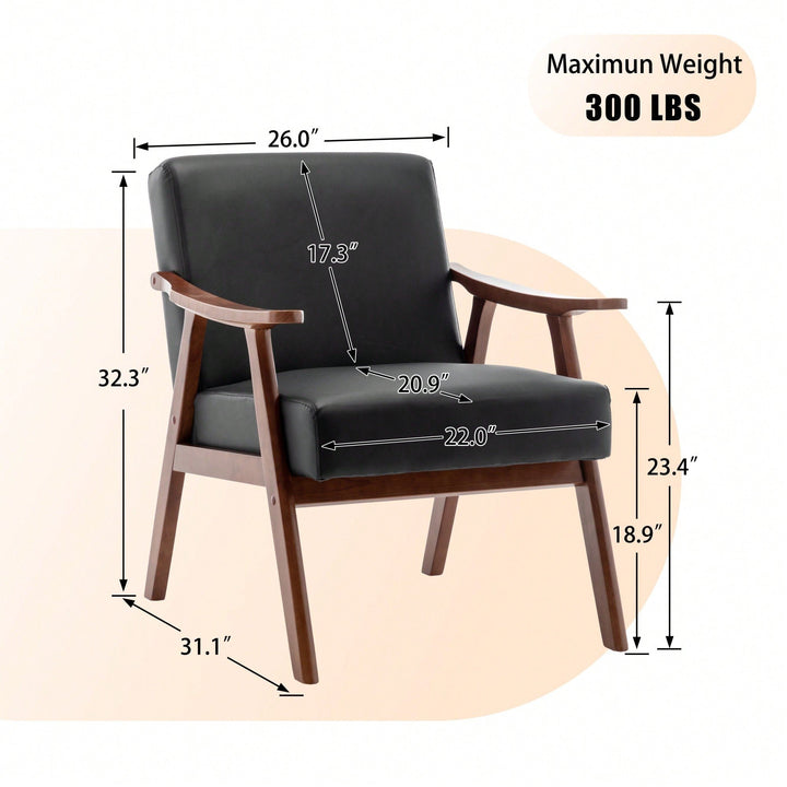 Elegant Mid-Century Modern Accent Chair With Solid Wood Frame And Extra-Thick Backrest For Living Room, Bedroom, Or Image 5