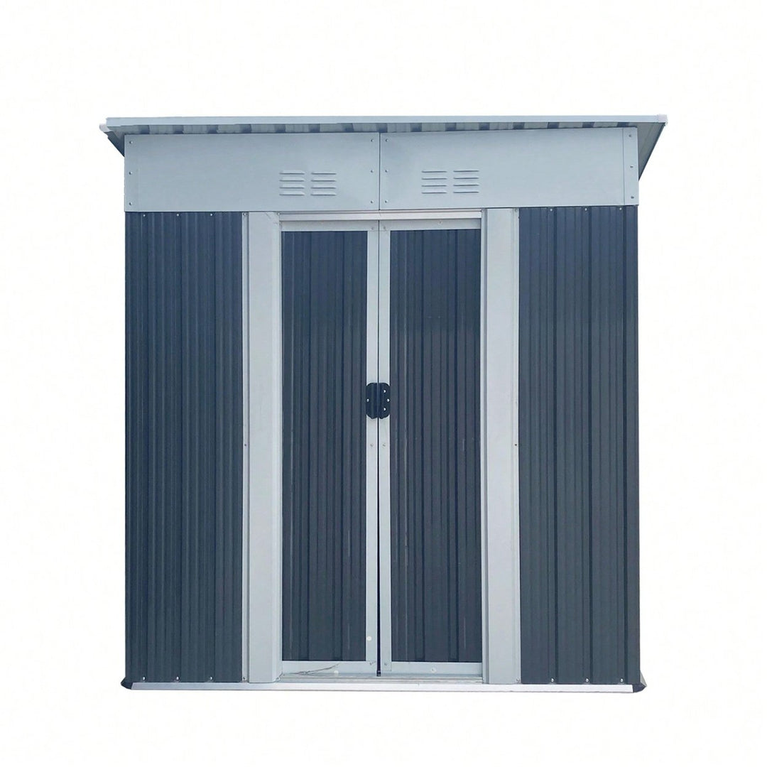 Durable 5FTx3FT Grey Outdoor Garden Shed For Tools And Bikes With Sliding Door And Aluminum Alloy Frame Image 1