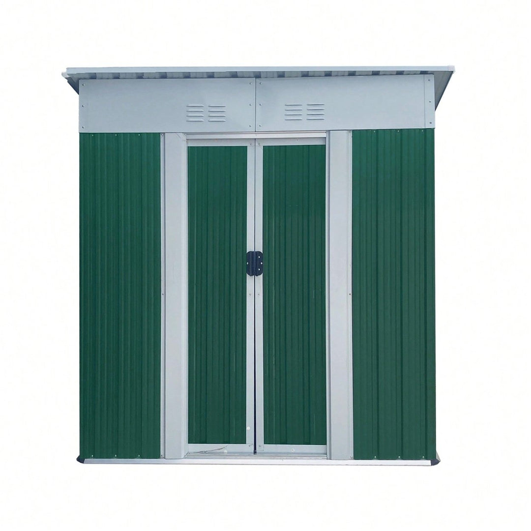 Durable 5FTx3FT Grey Outdoor Garden Shed For Tools And Bikes With Sliding Door And Aluminum Alloy Frame Image 2