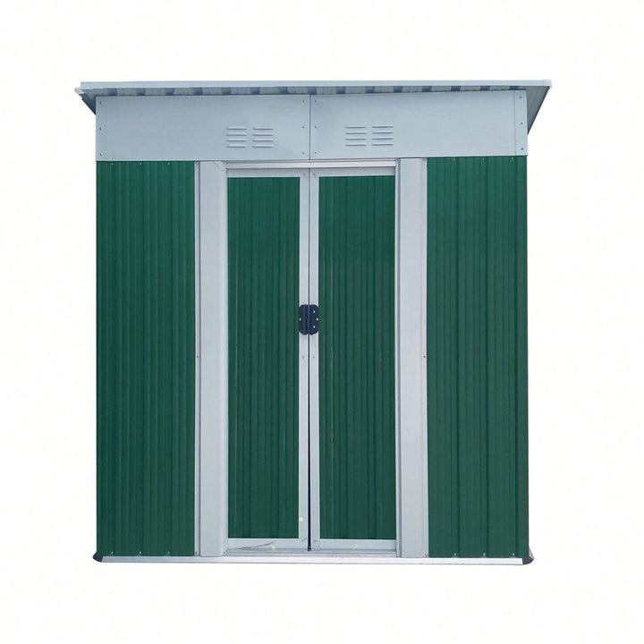 Durable 5FTx3FT Grey Outdoor Garden Shed For Tools And Bikes With Sliding Door And Aluminum Alloy Frame Image 1