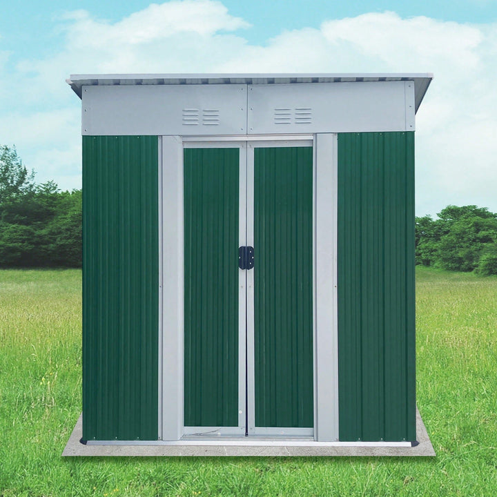 Durable 5FTx3FT Grey Outdoor Garden Shed For Tools And Bikes With Sliding Door And Aluminum Alloy Frame Image 8