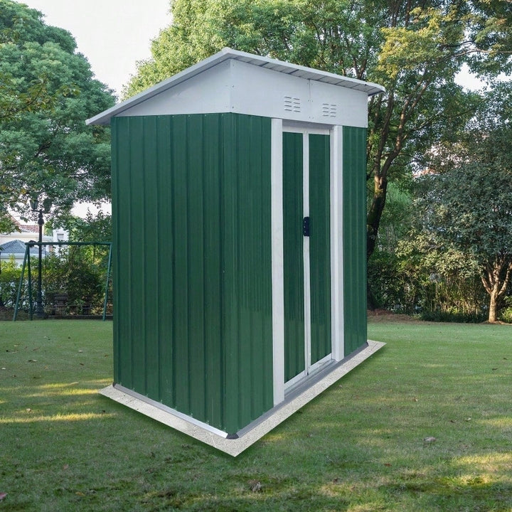 Durable 5FTx3FT Grey Outdoor Garden Shed For Tools And Bikes With Sliding Door And Aluminum Alloy Frame Image 9