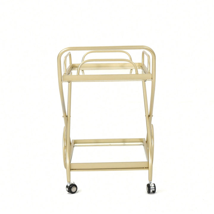 Elegant Modern Bar Cart For Entertaining And Serving Drinks - Stylish Portable Beverage Trolley With Shelves And Storage Image 4