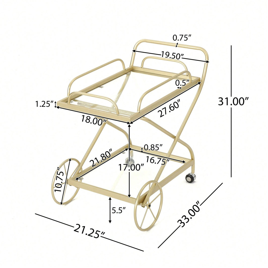 Elegant Modern Bar Cart For Entertaining And Serving Drinks - Stylish Portable Beverage Trolley With Shelves And Storage Image 7