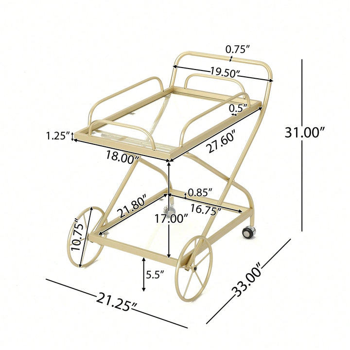 Elegant Modern Bar Cart For Entertaining And Serving Drinks - Stylish Portable Beverage Trolley With Shelves And Storage Image 7