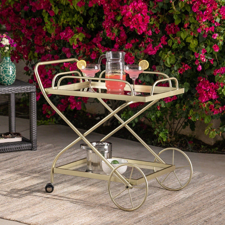 Elegant Modern Bar Cart For Entertaining And Serving Drinks - Stylish Portable Beverage Trolley With Shelves And Storage Image 8