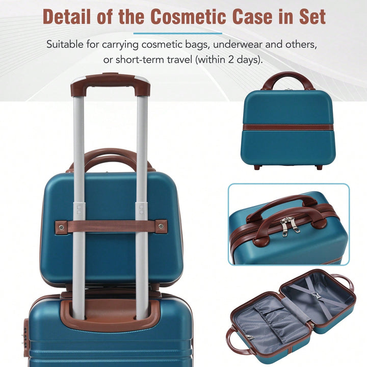 Durable 4-Piece Hardshell Luggage Set With Spinner Suitcase, TSA Lock, And Cosmetic Case - Perfect For Travel 20", 24", Image 8