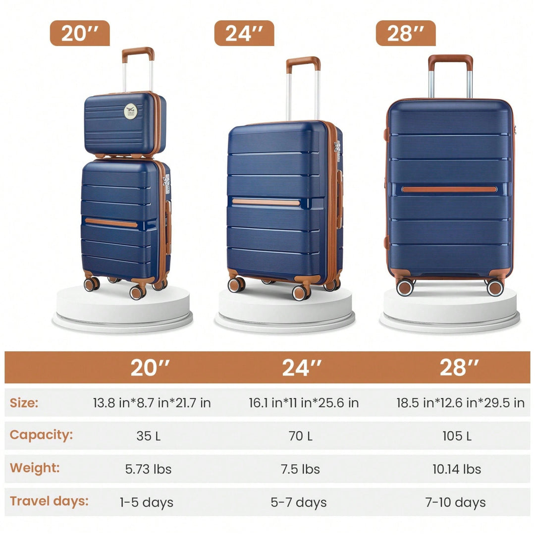 Four-Piece Lightweight Expandable Luggage Set (14"/20"/24"/28") - Durable Travel Suitcases Image 6