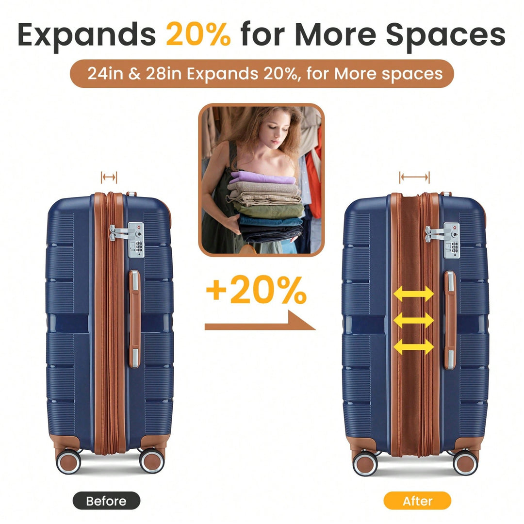 Four-Piece Lightweight Expandable Luggage Set (14"/20"/24"/28") - Durable Travel Suitcases Image 7