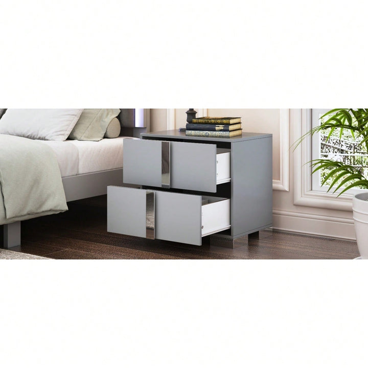 Elegant 2 Drawer Nightstand for Bedroom and Living Room Classic Design Sturdy Build Ample Storage Image 7