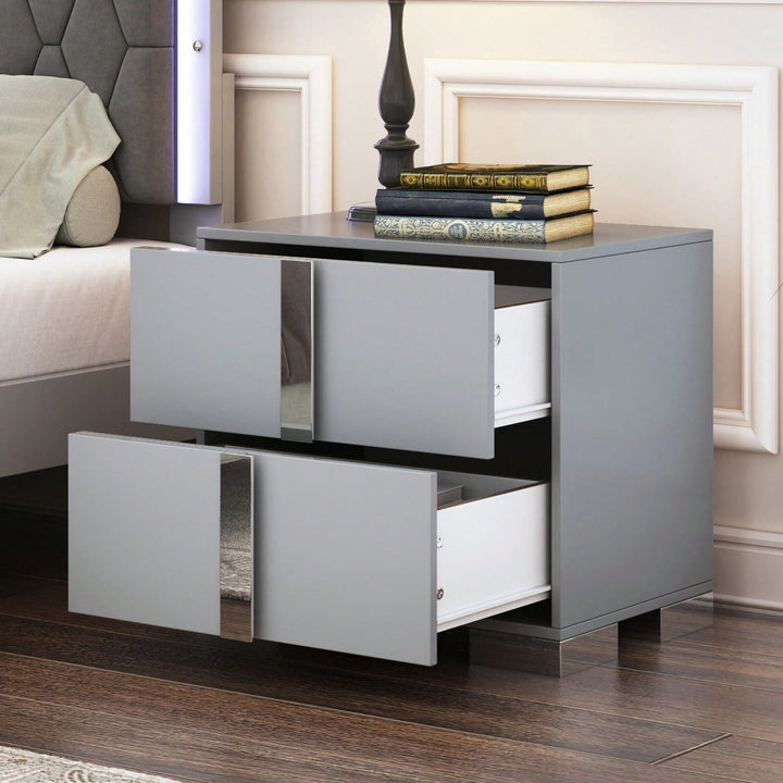 Elegant 2 Drawer Nightstand for Bedroom and Living Room Classic Design Sturdy Build Ample Storage Image 8