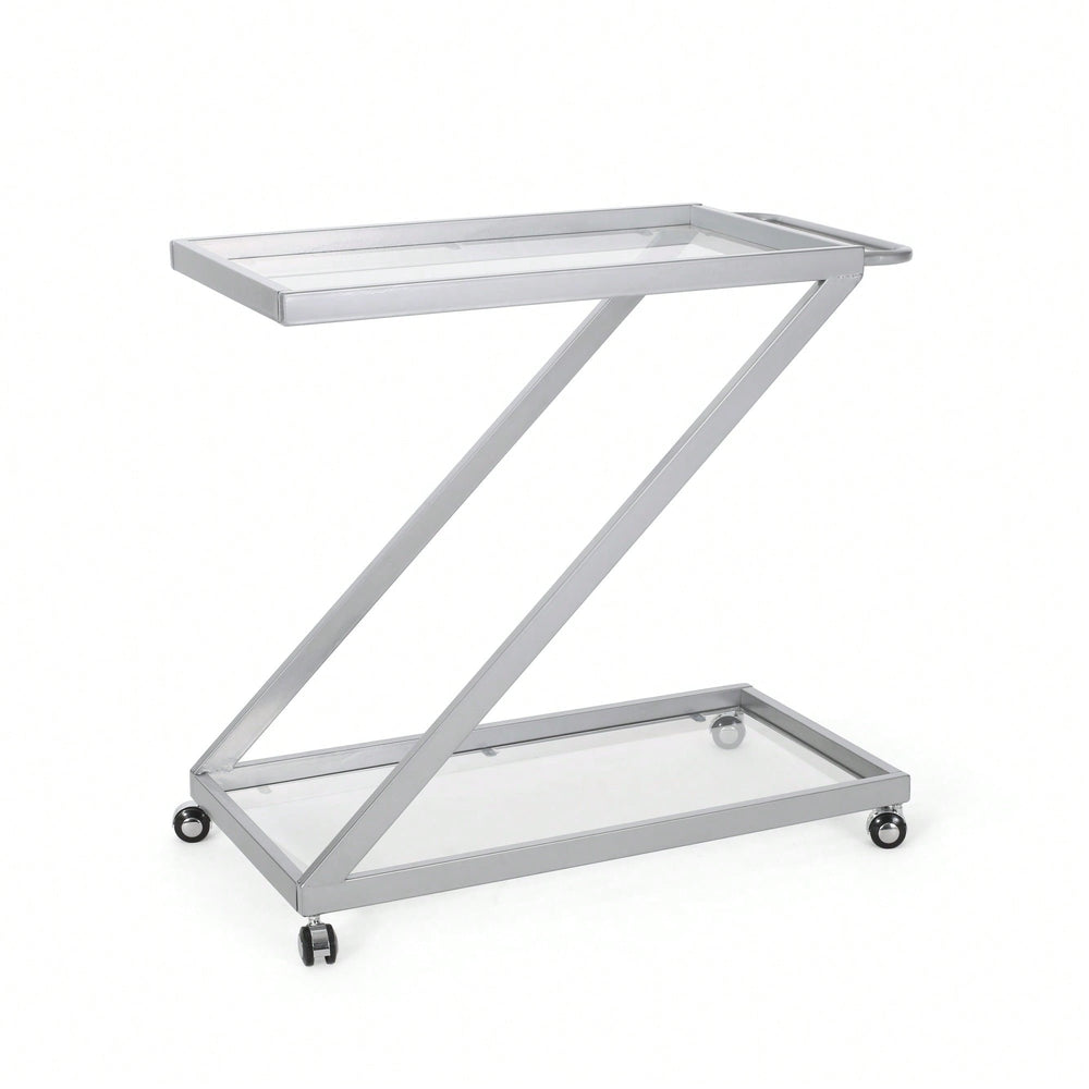 Elegant Multi-Tiered Serving Bar Cart For Entertaining And Decor Storage Image 2