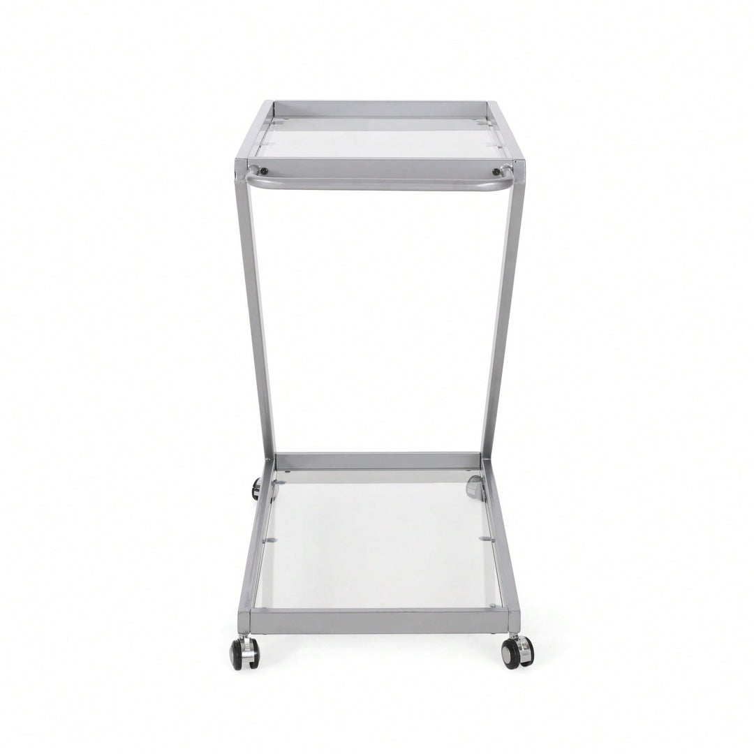 Elegant Multi-Tiered Serving Bar Cart For Entertaining And Decor Storage Image 6