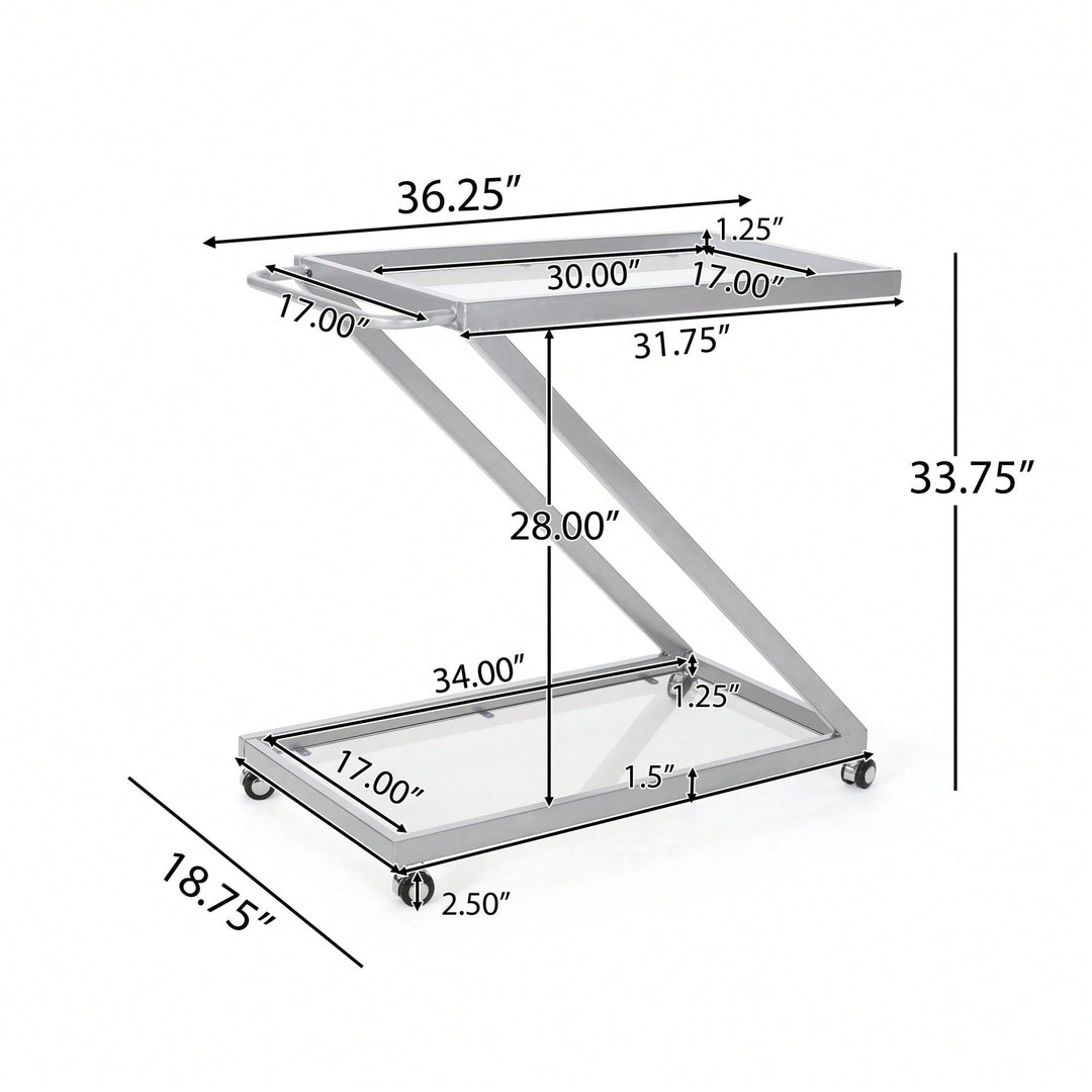 Elegant Multi-Tiered Serving Bar Cart For Entertaining And Decor Storage Image 7