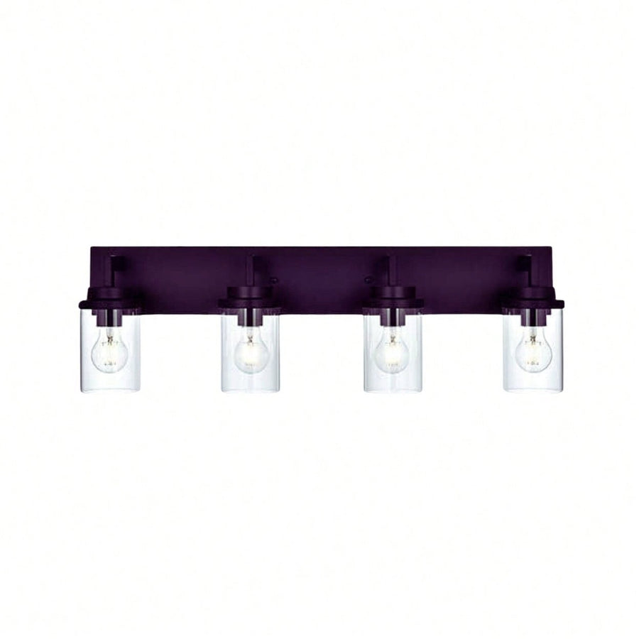 Elegant Oil-Rubbed Bronze Rectangular Backplate Light Fixture with Transparent Glass Shades Image 1