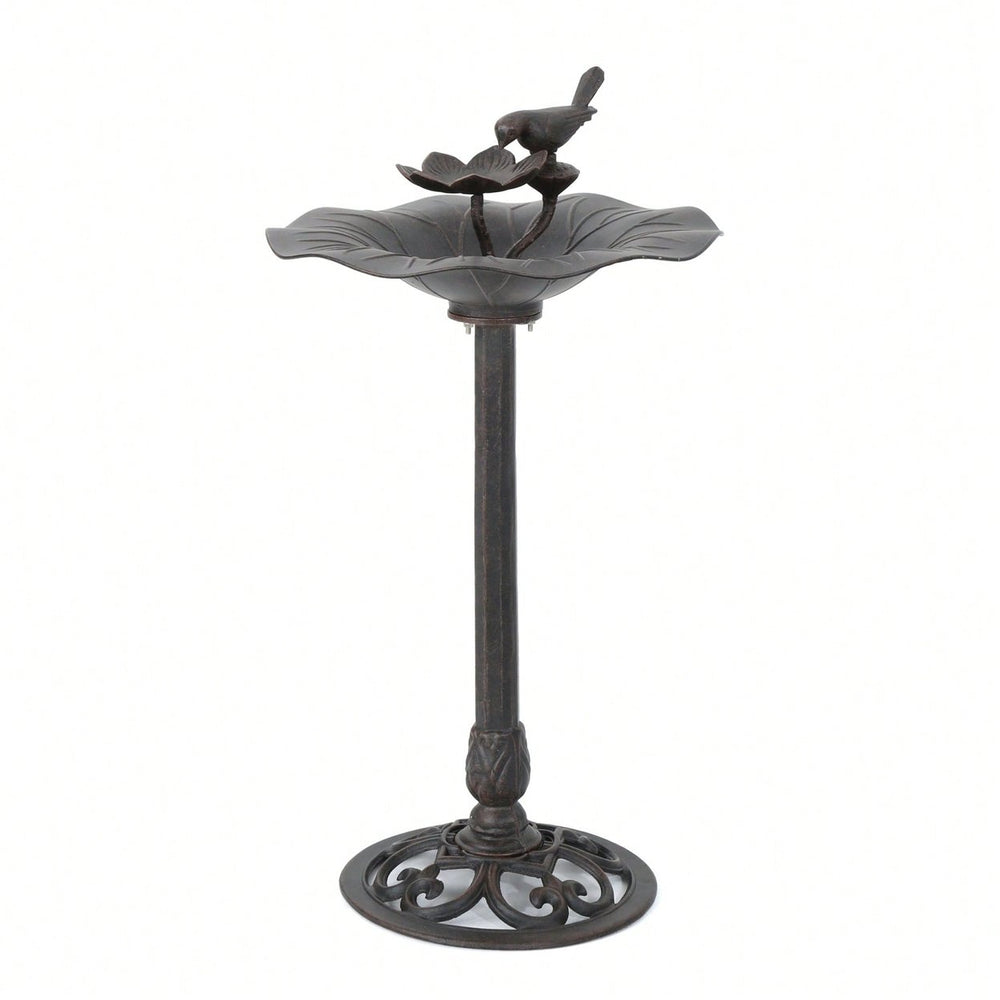 Elegant Outdoor Aluminum And Iron Bird Bath With Durable Bronze Finish And Sturdy Base Image 2