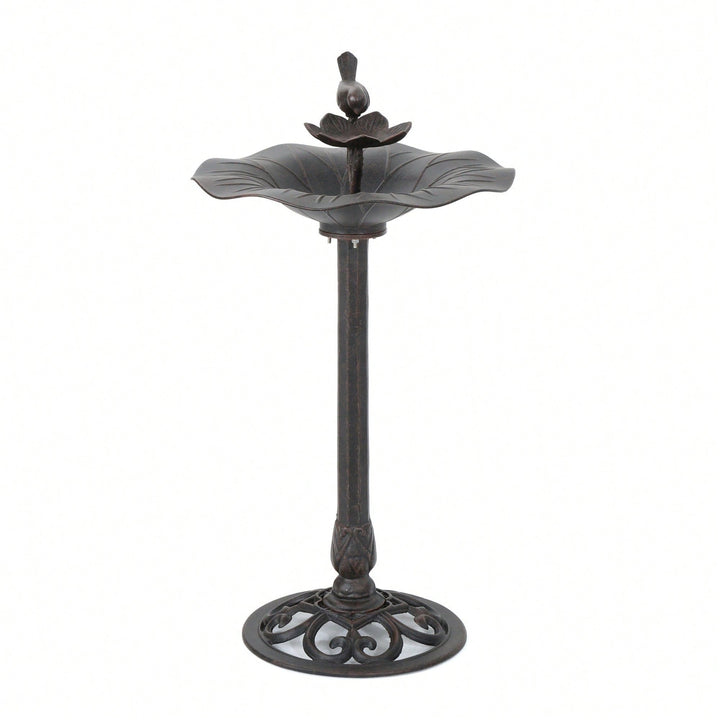 Elegant Outdoor Aluminum And Iron Bird Bath With Durable Bronze Finish And Sturdy Base Image 3