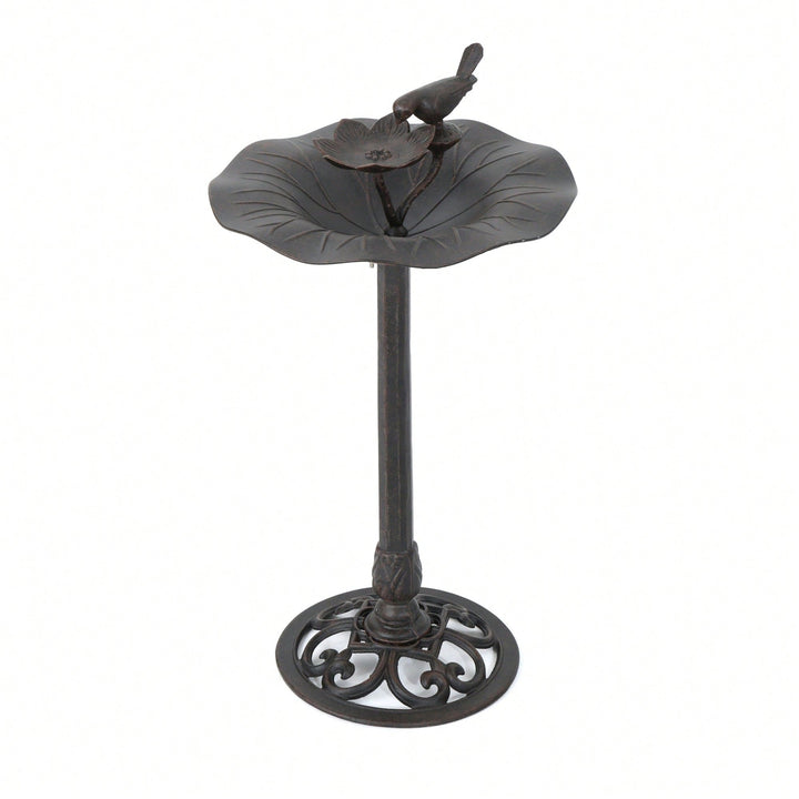 Elegant Outdoor Aluminum And Iron Bird Bath With Durable Bronze Finish And Sturdy Base Image 4