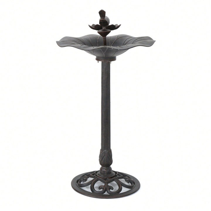 Elegant Outdoor Aluminum And Iron Bird Bath With Durable Bronze Finish And Sturdy Base Image 5