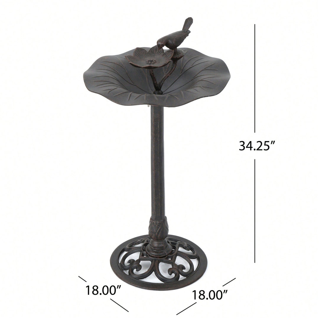 Elegant Outdoor Aluminum And Iron Bird Bath With Durable Bronze Finish And Sturdy Base Image 6