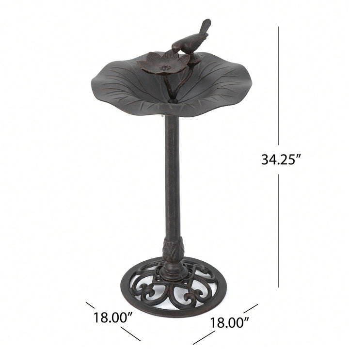 Elegant Outdoor Aluminum And Iron Bird Bath With Durable Bronze Finish And Sturdy Base Image 6