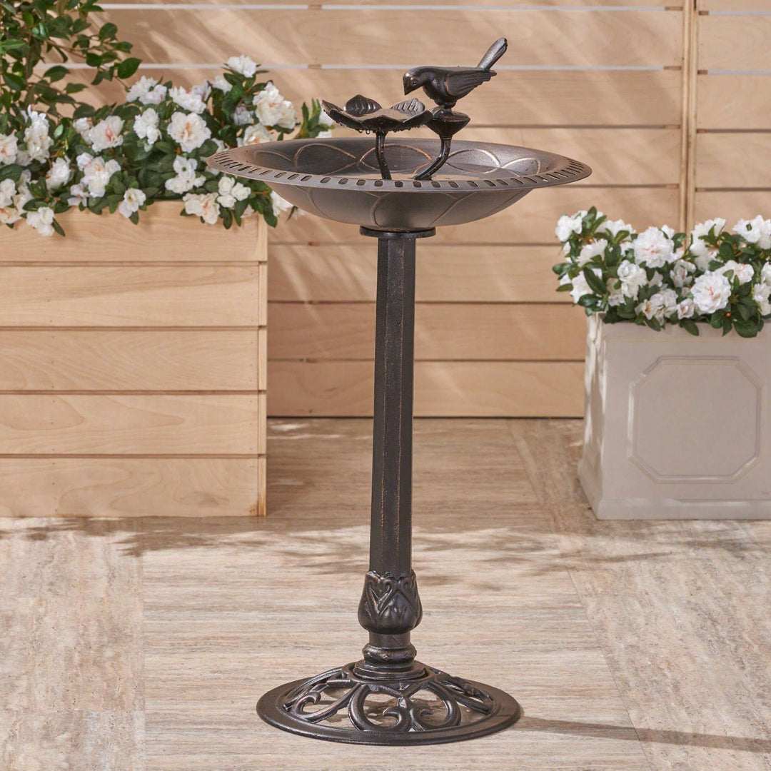 Elegant Outdoor Bird Bath Crafted From Durable Aluminum And Iron For Garden D cor Image 5