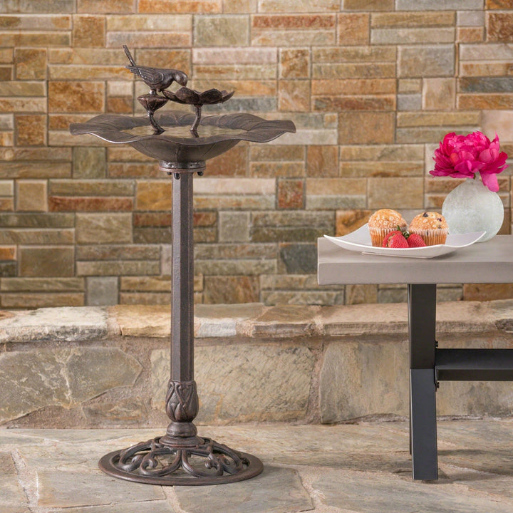 Elegant Outdoor Aluminum And Iron Bird Bath With Durable Bronze Finish And Sturdy Base Image 8