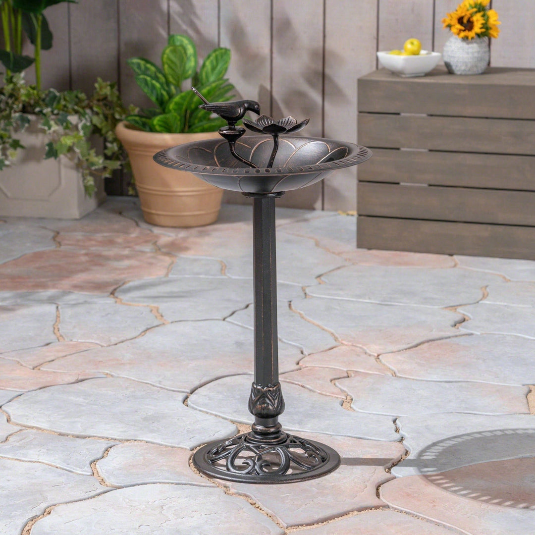 Elegant Outdoor Bird Bath Crafted From Durable Aluminum And Iron For Garden D cor Image 6