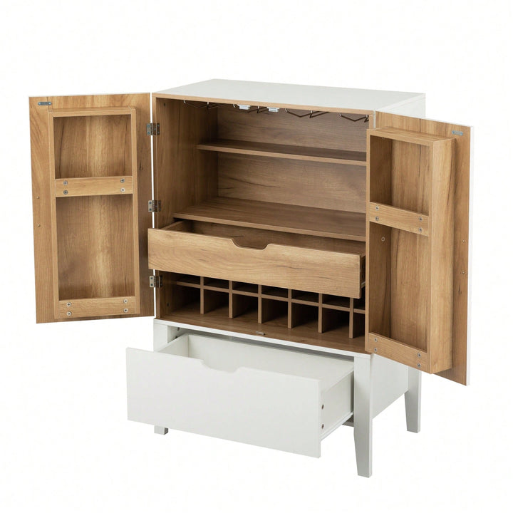 Elegant Bar Cabinet With Wine Racks And Stemware Holder For Home Storage And Display Image 4