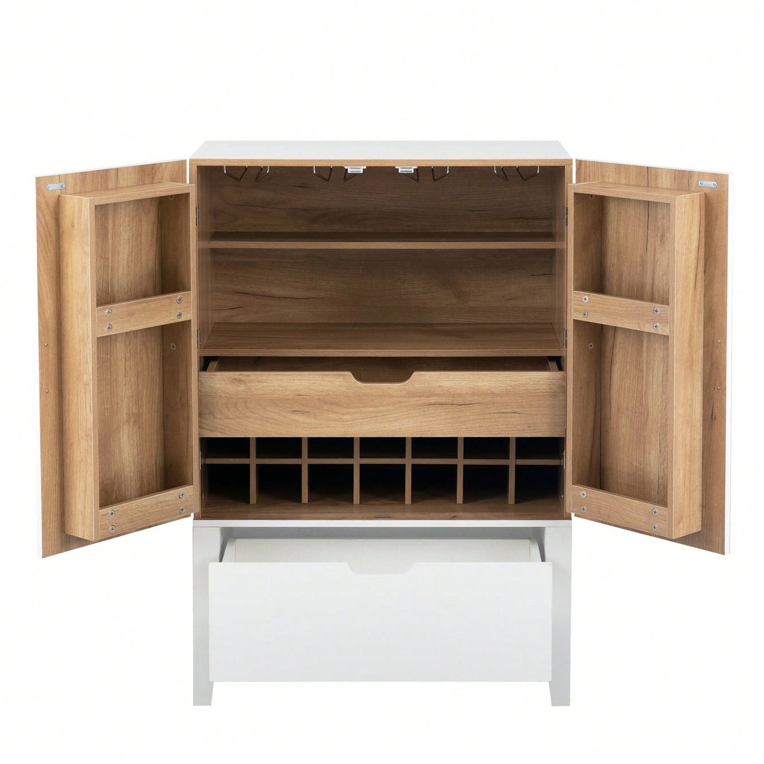 Elegant Bar Cabinet With Wine Racks And Stemware Holder For Home Storage And Display Image 5