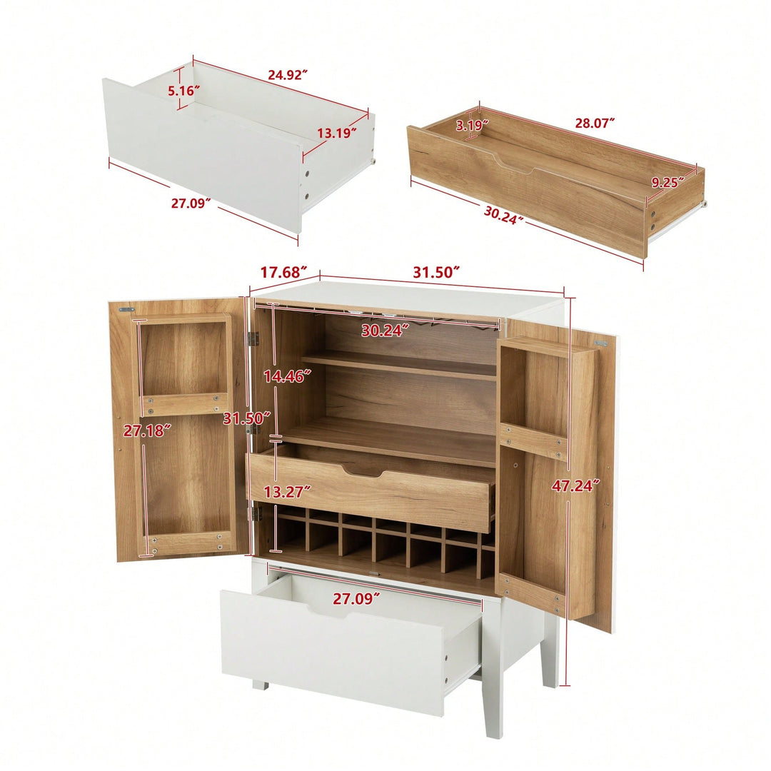 Elegant Bar Cabinet With Wine Racks And Stemware Holder For Home Storage And Display Image 6