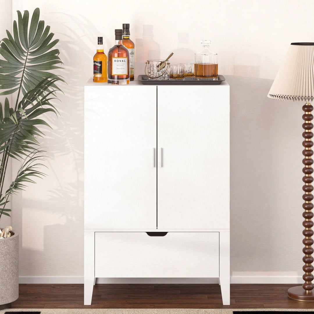 Elegant Bar Cabinet With Wine Racks And Stemware Holder For Home Storage And Display Image 7