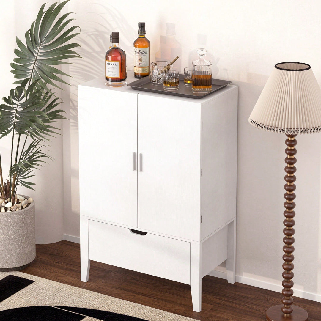 Elegant Bar Cabinet With Wine Racks And Stemware Holder For Home Storage And Display Image 8