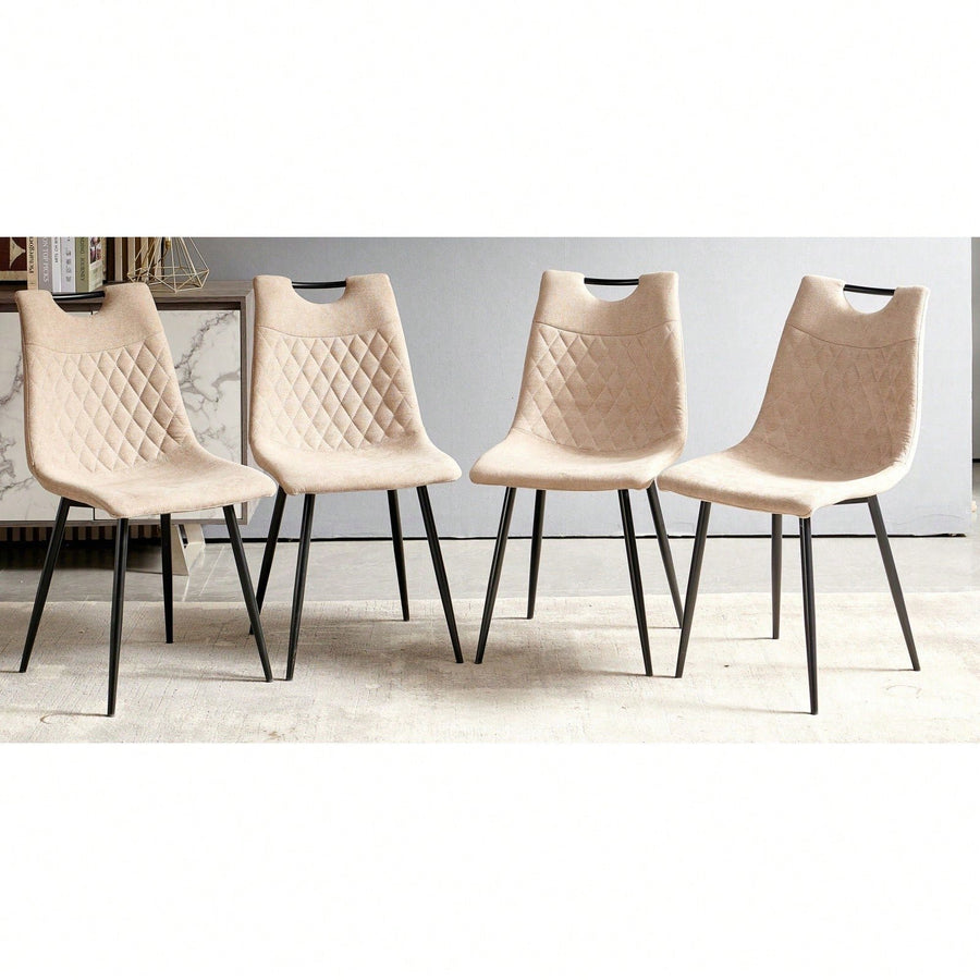 Elegant Set of 4 Modern Dining Chairs with Comfortable Upholstered Seats and Durable Metal Frames for Home Use Beige and Image 1