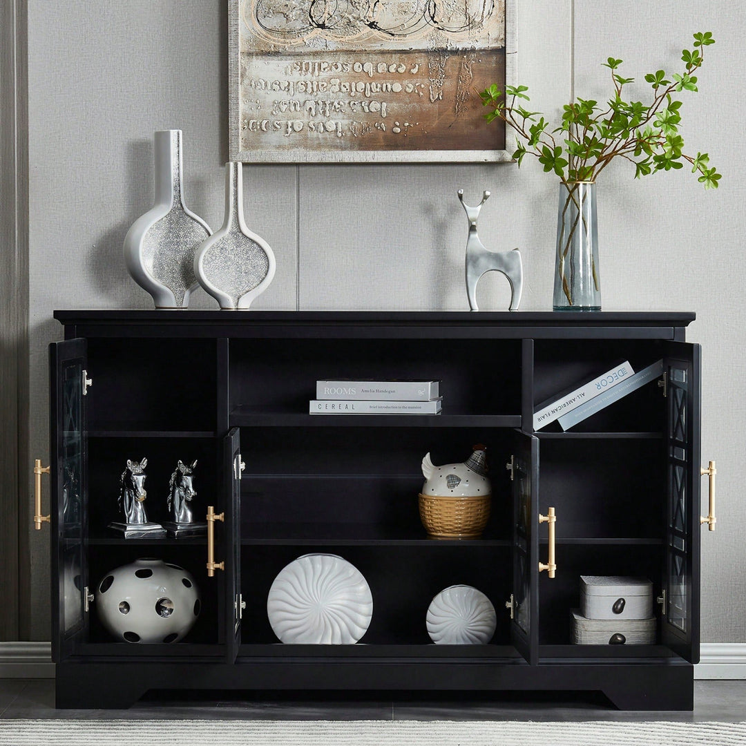 Elegant Storage Sideboard Buffet Table With Versatile Doors For Dining Room Or Living Space Image 4